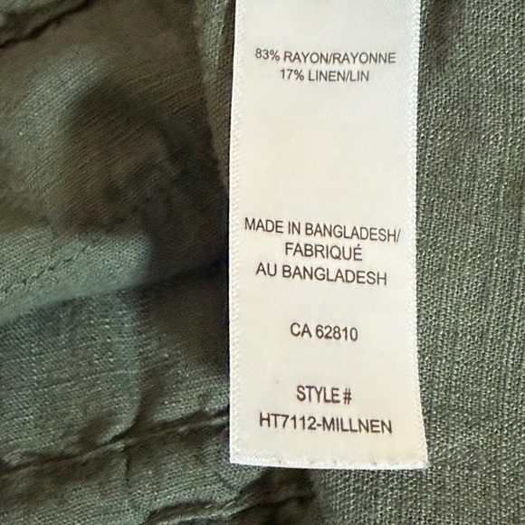 Khaki Linen-Rayon Blend Button-up Cinch Waist Jacket GUC - Picture 8 of 9